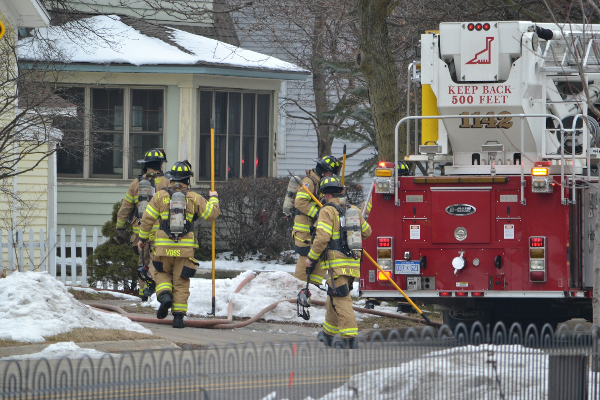Firefighters at house fire