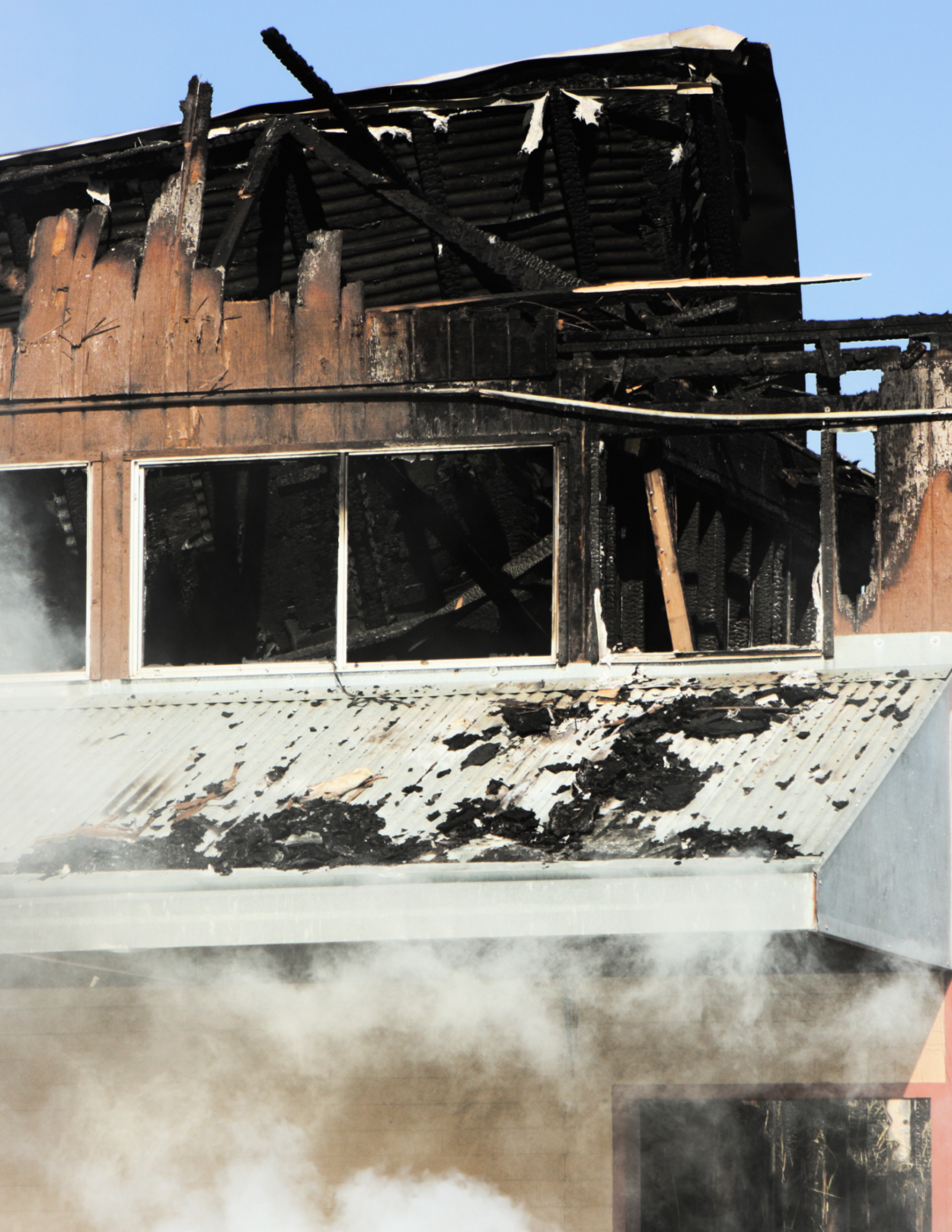 roof damage with fire
